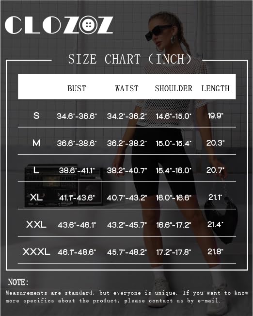 CLOZOZ Women's Mesh Crop Top See Through Fishnet Shirt Short Sleeve Crew Neck Sheer Cover Up - Image 4