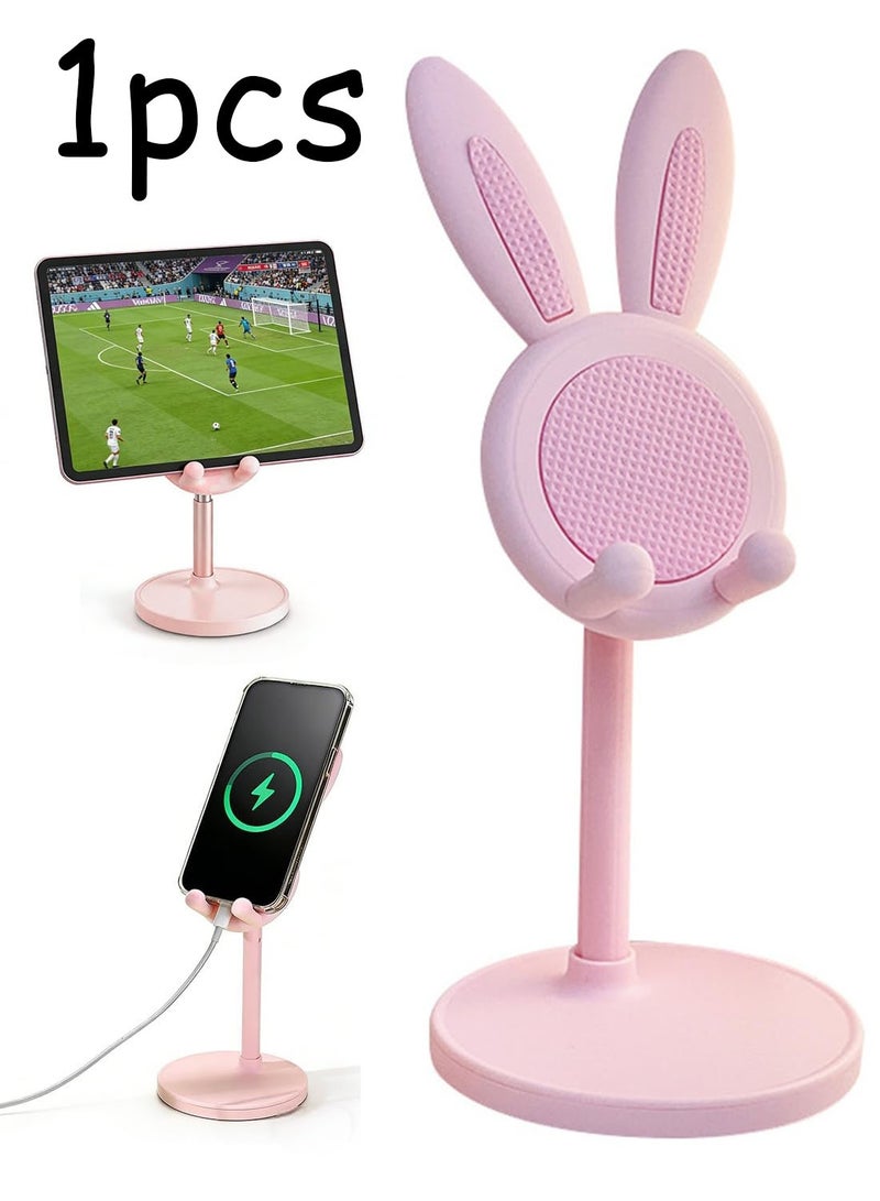 Cute Phone Stand, Mounts & Holders Adjustable Bunny Phone Stand for Desk, Kawaii Holder Desk Accessories Bunny Gifts Favor for Girl Women - Image 1
