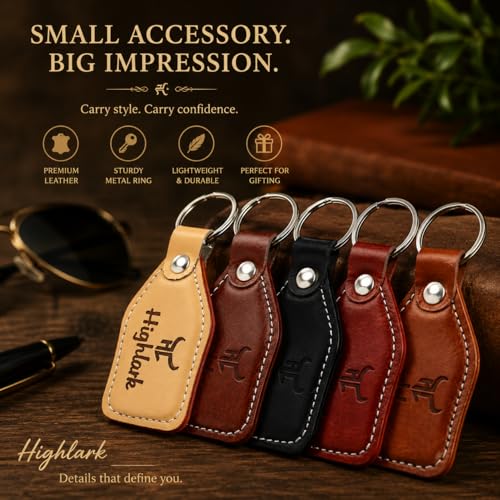 Highlark Signature Leather Finish Keychain for Men & Women | Durable Metal Key Holder for Car and Bike Keys | Elegant Everyday Accessory - Image 4