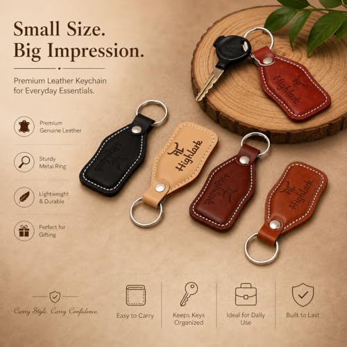 Highlark Signature Leather Finish Keychain for Men & Women | Durable Metal Key Holder for Car and Bike Keys | Elegant Everyday Accessory - Image 2