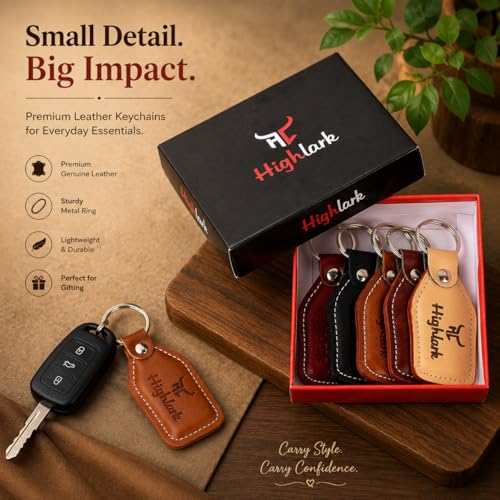 Highlark Signature Leather Finish Keychain for Men & Women | Durable Metal Key Holder for Car and Bike Keys | Elegant Everyday Accessory - Image 5