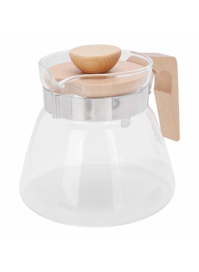 Fdit Standard Glass Coffee Carafe Coffee Server Pour Over Clear Coffee Maker 600ml Glass Coffee Server Pot with Wooden Handle Lid for Home Office - Image 1