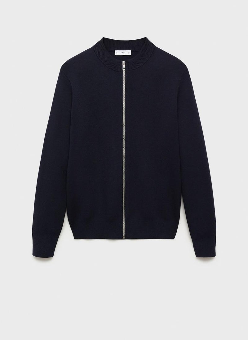Mango Man Zipped Knit Cardigan  - Image 1