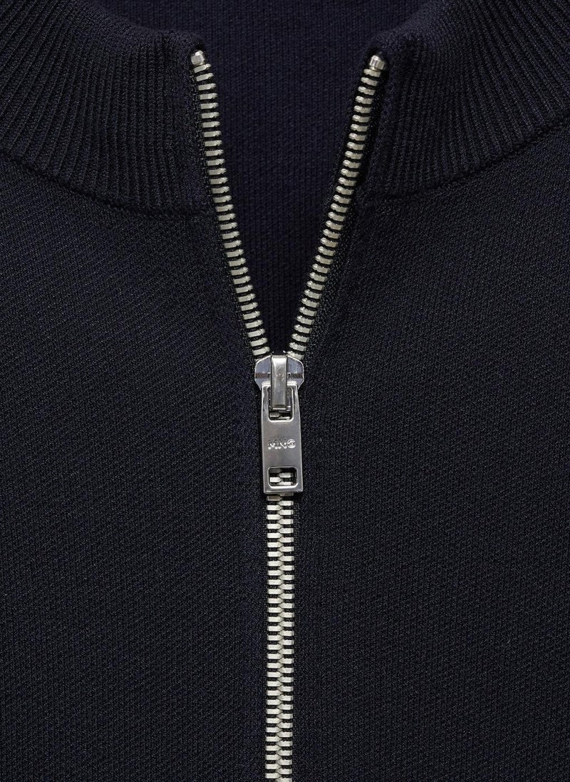 Mango Man Zipped Knit Cardigan  - Image 2