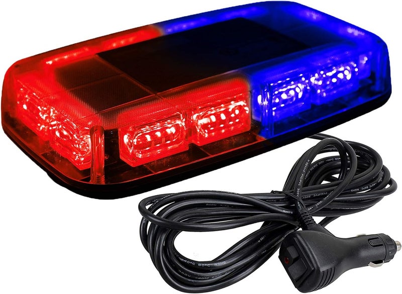 ASPL 48LED Roof Top Strobe Lights, High Visibility Emergency Safety Warning LED Mini Strobe Light bar with Magnetic Base for 12-24V Snow Plow, Trucks, Construction Vehicles (Red/Blue) - Image 1