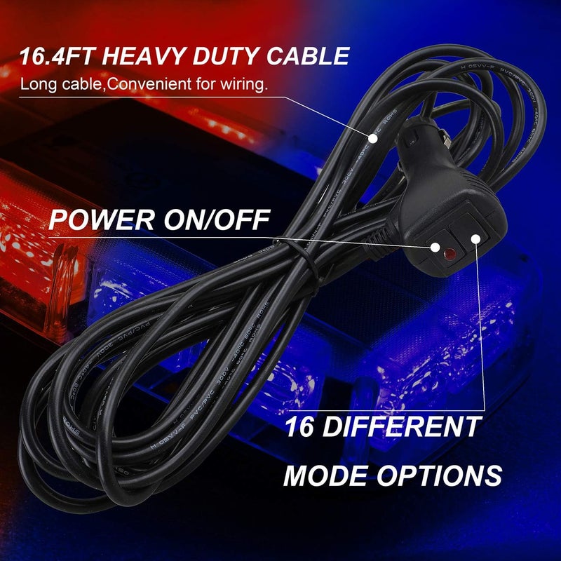 ASPL 48LED Roof Top Strobe Lights, High Visibility Emergency Safety Warning LED Mini Strobe Light bar with Magnetic Base for 12-24V Snow Plow, Trucks, Construction Vehicles (Red/Blue) - Image 5