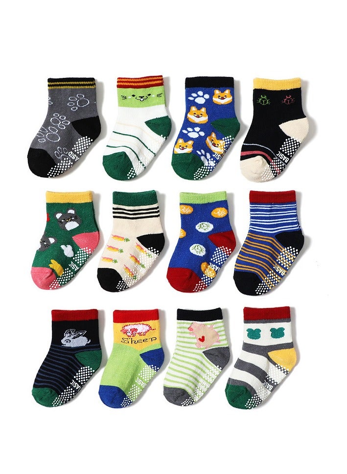 Children's Floor Socks Baby Non-Slip Socks 12 Pairs - Image 1