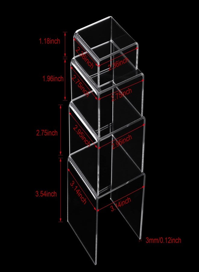 Chuangdi 20 Pcs Acrylic Display Risers, Clear Product Stand, Jewelry Display Riser Shelf Showcase Fixtures for Figure Dessert Cupcake Candy Action Showcase(Medium Set) - Image 2