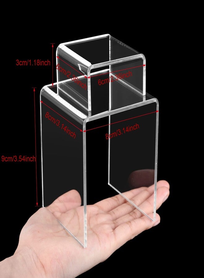 Chuangdi 20 Pcs Acrylic Display Risers, Clear Product Stand, Jewelry Display Riser Shelf Showcase Fixtures for Figure Dessert Cupcake Candy Action Showcase(Medium Set) - Image 4