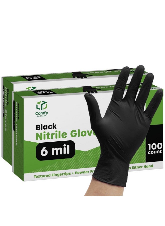 Comfy Package [200 Count HEAVY DUTY Black Nitrile Gloves Disposable Latex Free, 6 Mil Extra Strength, Powder Free, Chemical Resistant, Textured Fingertips - X-Large - Image 1
