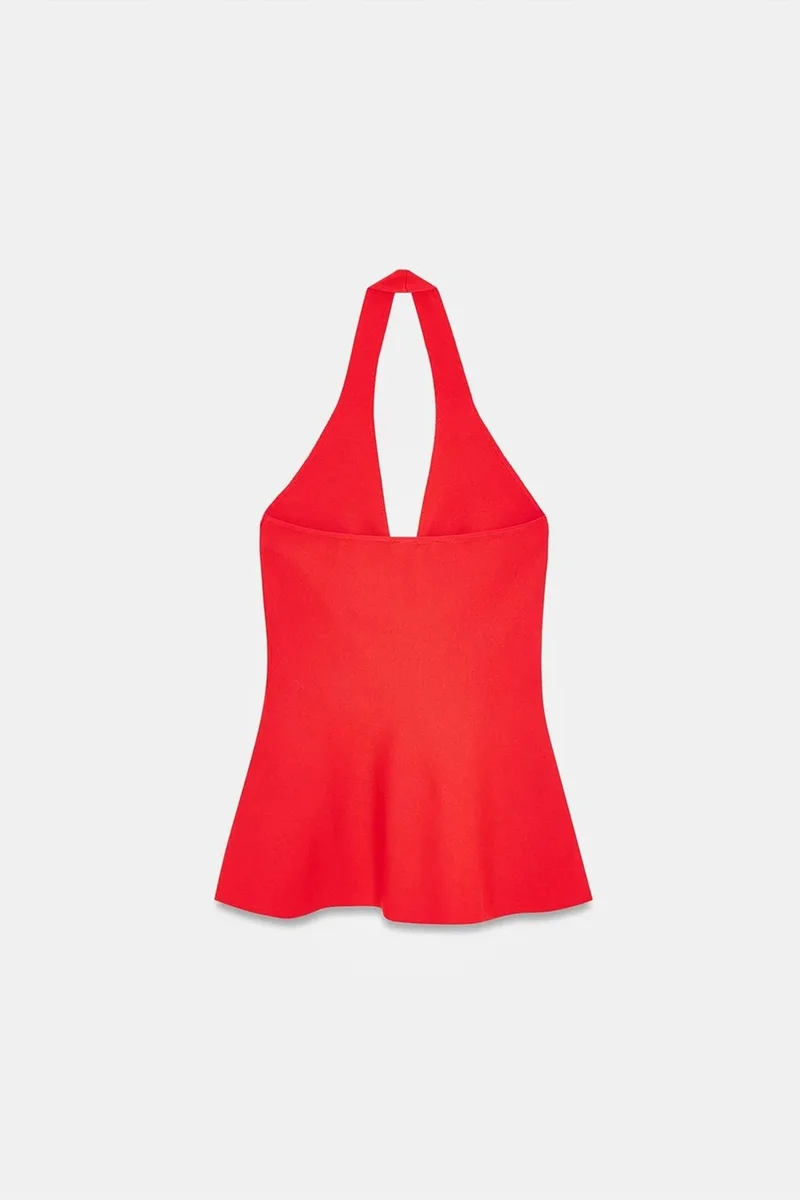 Dilvin Bright Orange DILVIN Seamless Halter Peplum Blouse for Women | Best Price UAE