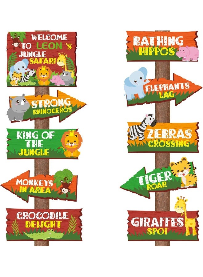 Sumind 20 Pieces Safari Jungle Party Sign Animal Signs Decorations Wild Animal Directional Signs For Kids Birthday Decorations Welcome Signage Zoo Animals Yard Baby Shower Theme Party Supplies - Image 1