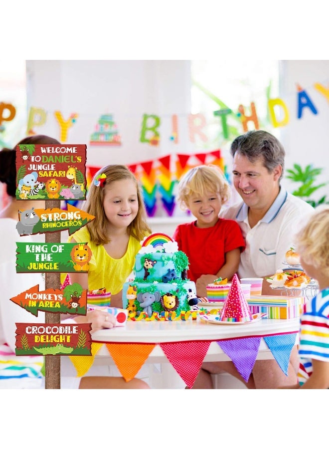Sumind 20 Pieces Safari Jungle Party Sign Animal Signs Decorations Wild Animal Directional Signs For Kids Birthday Decorations Welcome Signage Zoo Animals Yard Baby Shower Theme Party Supplies - Image 3