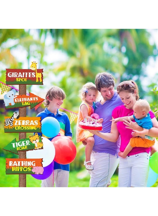 Sumind 20 Pieces Safari Jungle Party Sign Animal Signs Decorations Wild Animal Directional Signs For Kids Birthday Decorations Welcome Signage Zoo Animals Yard Baby Shower Theme Party Supplies - Image 2