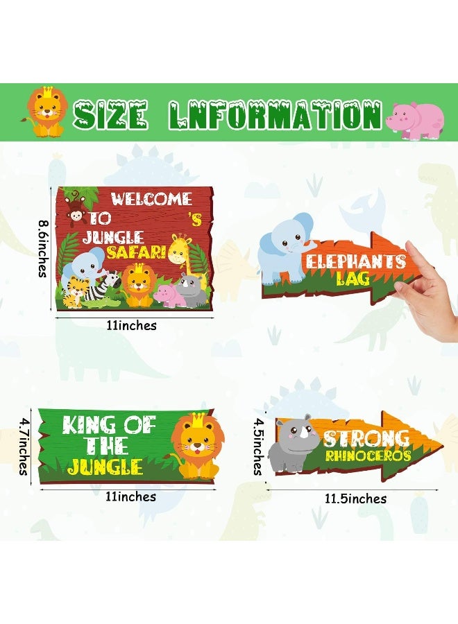 Sumind 20 Pieces Safari Jungle Party Sign Animal Signs Decorations Wild Animal Directional Signs For Kids Birthday Decorations Welcome Signage Zoo Animals Yard Baby Shower Theme Party Supplies - Image 4