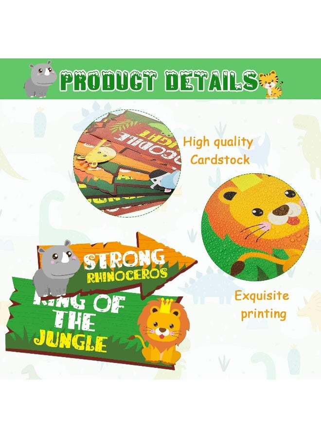 Sumind 20 Pieces Safari Jungle Party Sign Animal Signs Decorations Wild Animal Directional Signs For Kids Birthday Decorations Welcome Signage Zoo Animals Yard Baby Shower Theme Party Supplies - Image 5