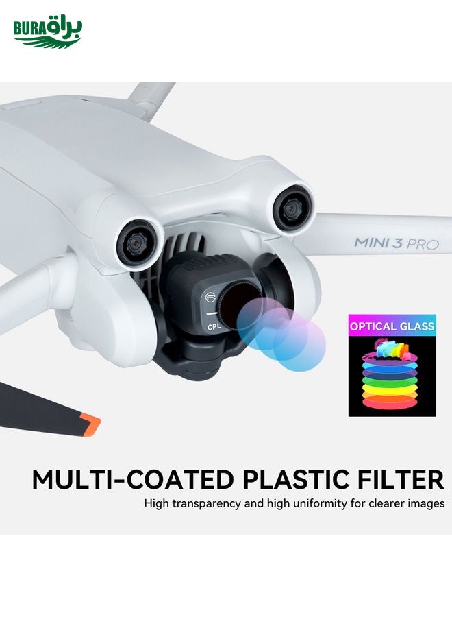 براق لـ DJI Mini 3 Pro RCSTQ PL Filters Drone Accessoires 6 في 1 UV+CPL+ND/PL 8/16/32/64 - Image 4