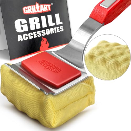 GRILLART Grill Brush Bristle Free. SteamWizards BBQ Replaceable Cleaning Head, Unique Seamless-Fit Scraper Tool for Cast Iron/Stainless-Steel Grates, Safe Barbecue Grill Cleaner-Red - Image 1