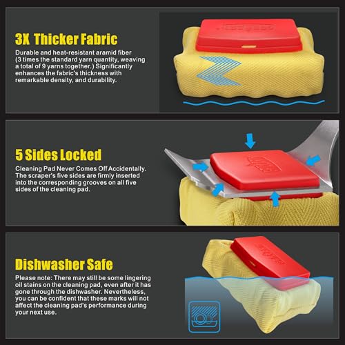 GRILLART Grill Brush Bristle Free. SteamWizards BBQ Replaceable Cleaning Head, Unique Seamless-Fit Scraper Tool for Cast Iron/Stainless-Steel Grates, Safe Barbecue Grill Cleaner-Red - Image 5