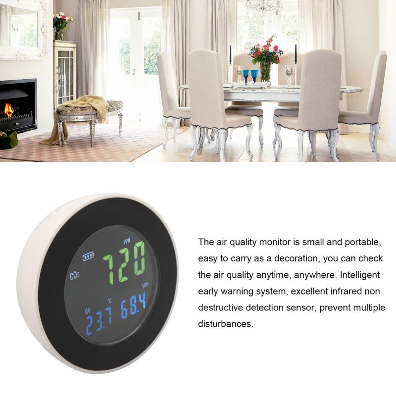 Air Quality Monitor: Portable Design With Intelligent Early Warning System - Accurate Measurement Up To 9999PPM CO2 Detector For Home, Office, Travel And Agricultural Use - Image 3