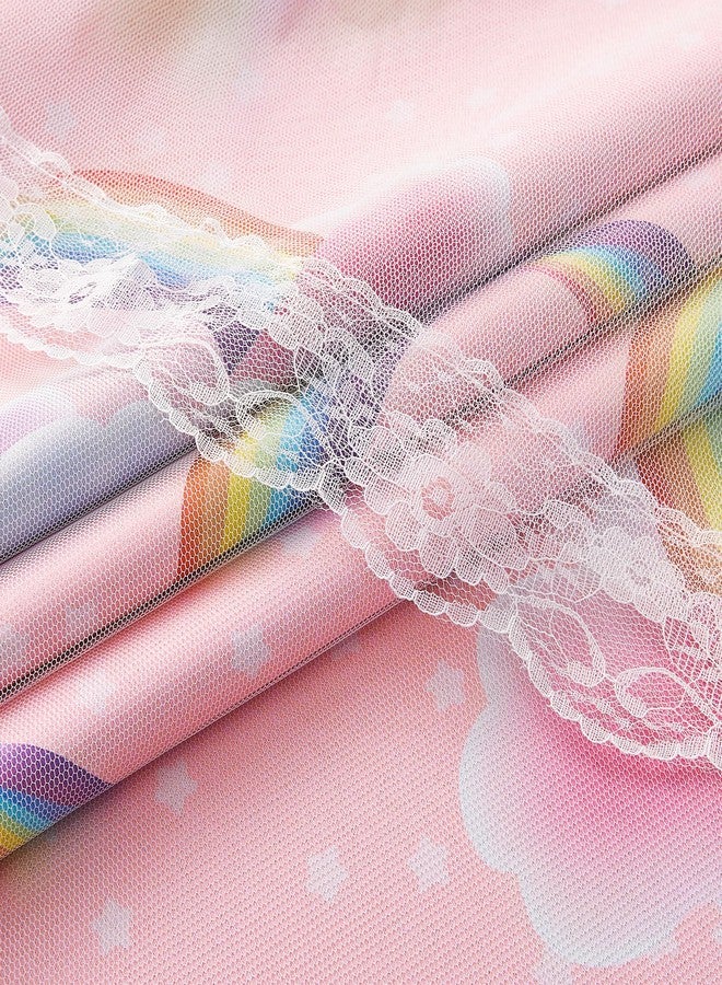 XiDi Pink Rainbow Curtains for Girls Bedroom 2 Panels 84 Inches Long Double Layer Cute Blackout Curtains with Sheer Overlay Lace for Kids Nursery Princess Thermal Insulated Grommet Window Drapes 52x84 - Image 5