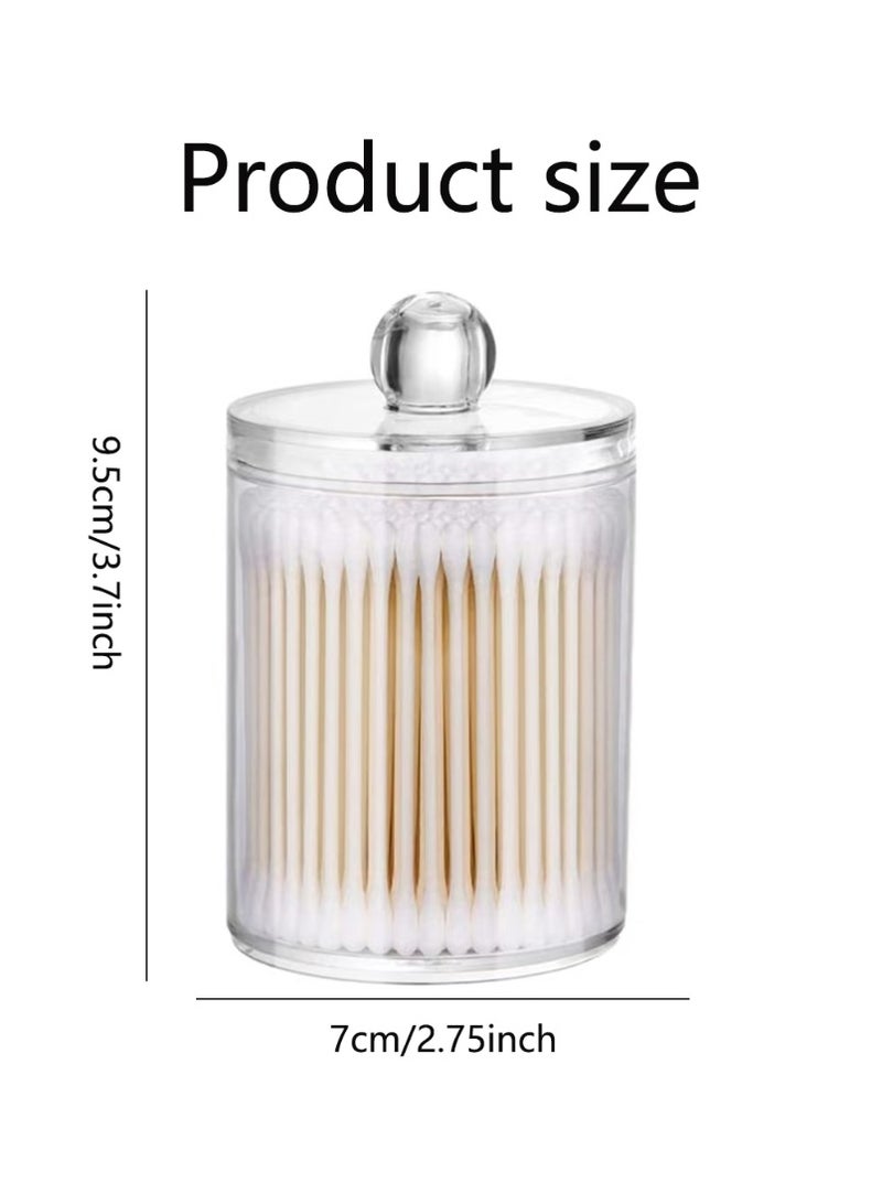 Pack  Storage Box for Cotton Swabs, Cotton Balls, Cotton Pads, Dental Floss Sticks - Small Clear Plastic Jar Set, Bathroom Essentials Accessories Decoration, Dressing Table Makeup Storage Box - Image 2