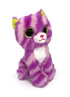 Fluffmals Soft Plush Animals Small - purple Cat 15cm Beanie Big Eyes Stuffed Plush Toy, Cute Soft Animal Doll, Ideal Gift for Children’s Birthday, Christmas & New Year