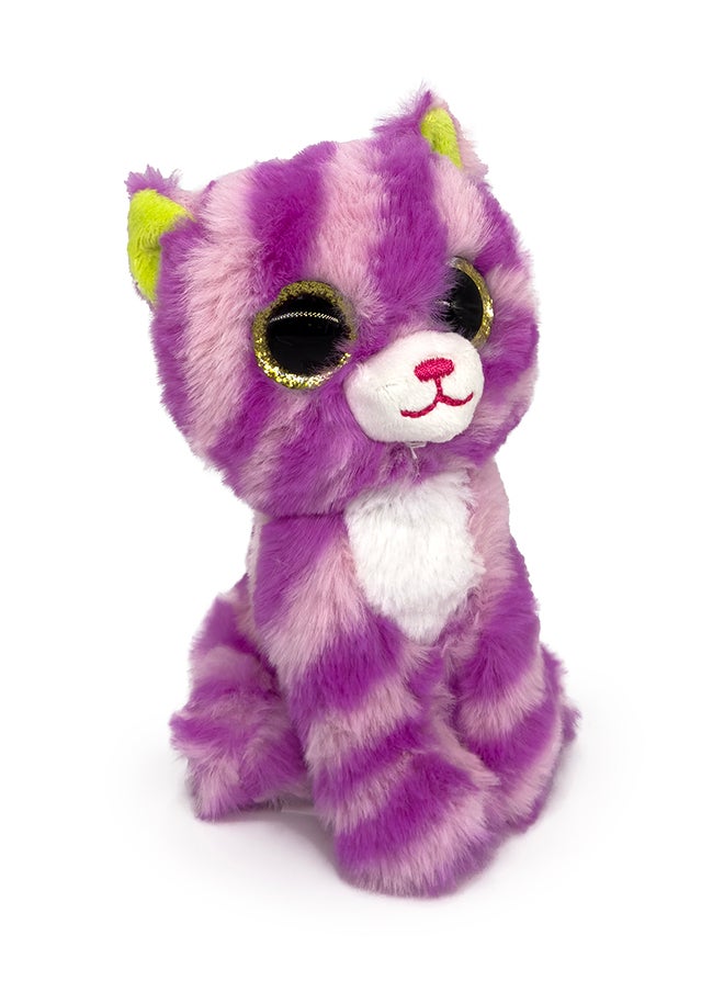 Fluffimals - Fluffmals Soft Plush Animals Small - purple Cat 15cm Beanie Big Eyes Stuffed Plush Toy, Cute Soft Animal Doll, Ideal Gift for Children’s Birthday, Christmas & New Year - Image 1