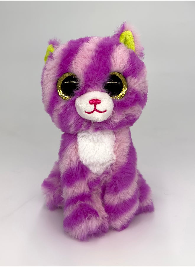 Fluffimals - Fluffmals Soft Plush Animals Small - purple Cat 15cm Beanie Big Eyes Stuffed Plush Toy, Cute Soft Animal Doll, Ideal Gift for Children’s Birthday, Christmas & New Year - Image 1
