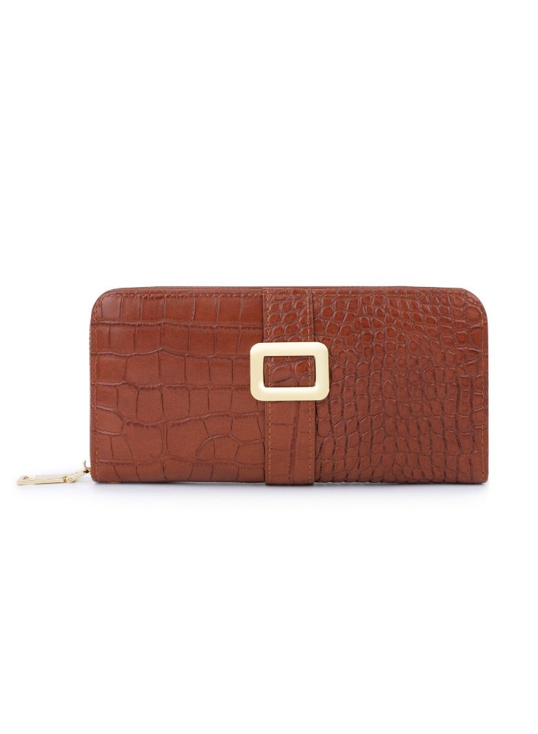 xozgdovg Women's long purse bag brown 