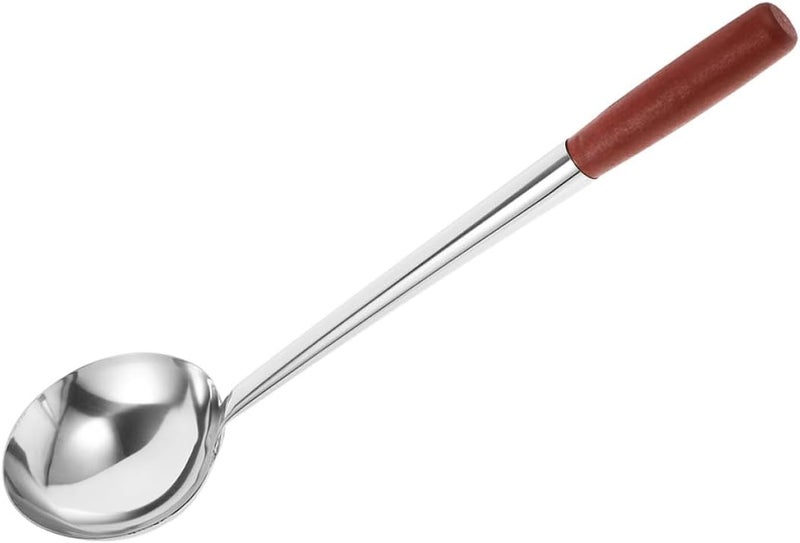 Stainless Steel Cooking Ladle with Wood Handle, 8-ounce Serving Spoon for Kitchen Cooking, Sturdy Metal Food Spoon for Hot Pot and Soup - Image 1