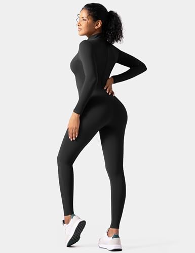 speerise Adult High Neck Zip One Piece Unitard Full Body Leotard, M, Black - Image 4