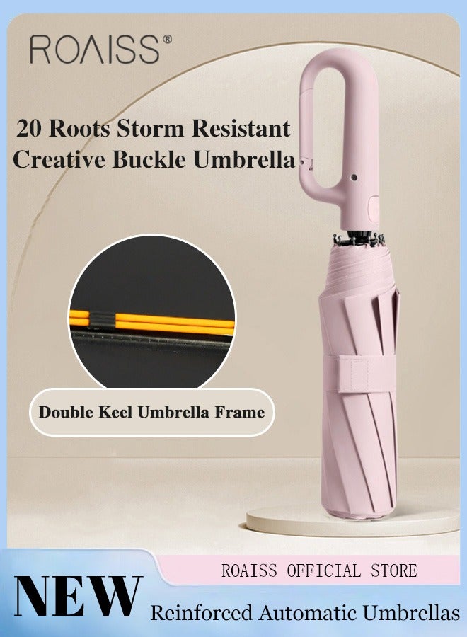 رويس مظلة متعددة الوظائف للجنسين ذات الطي التلقائي مع طلاء مكثف للتبريد والعزل الحراري وأضلاع مظلة مزدوجة لمقاومة الرياح والماء ومقبض دائري لسهولة الحمل تصميم بـ 10 أضلاع وثلاث طيات ومعيار UPF50 - Image 1