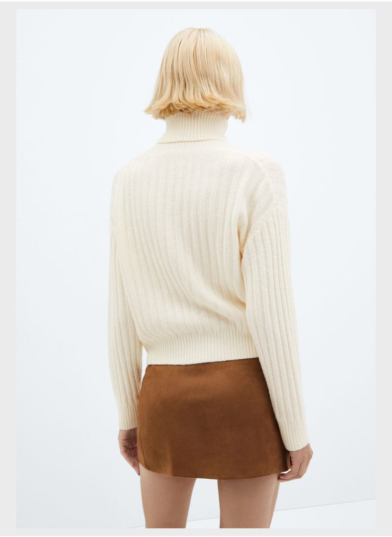 MANGO - Turtle Neck Ribbed Sweater - Image 1