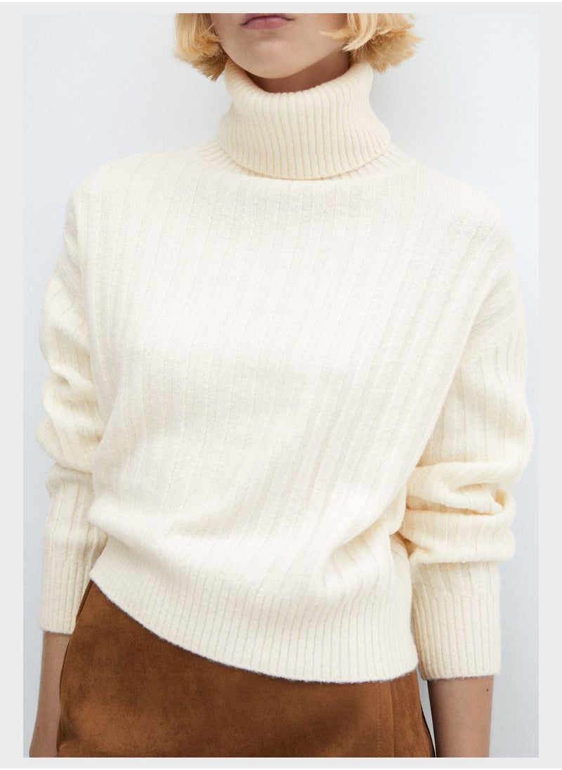 MANGO - Turtle Neck Ribbed Sweater - Image 1