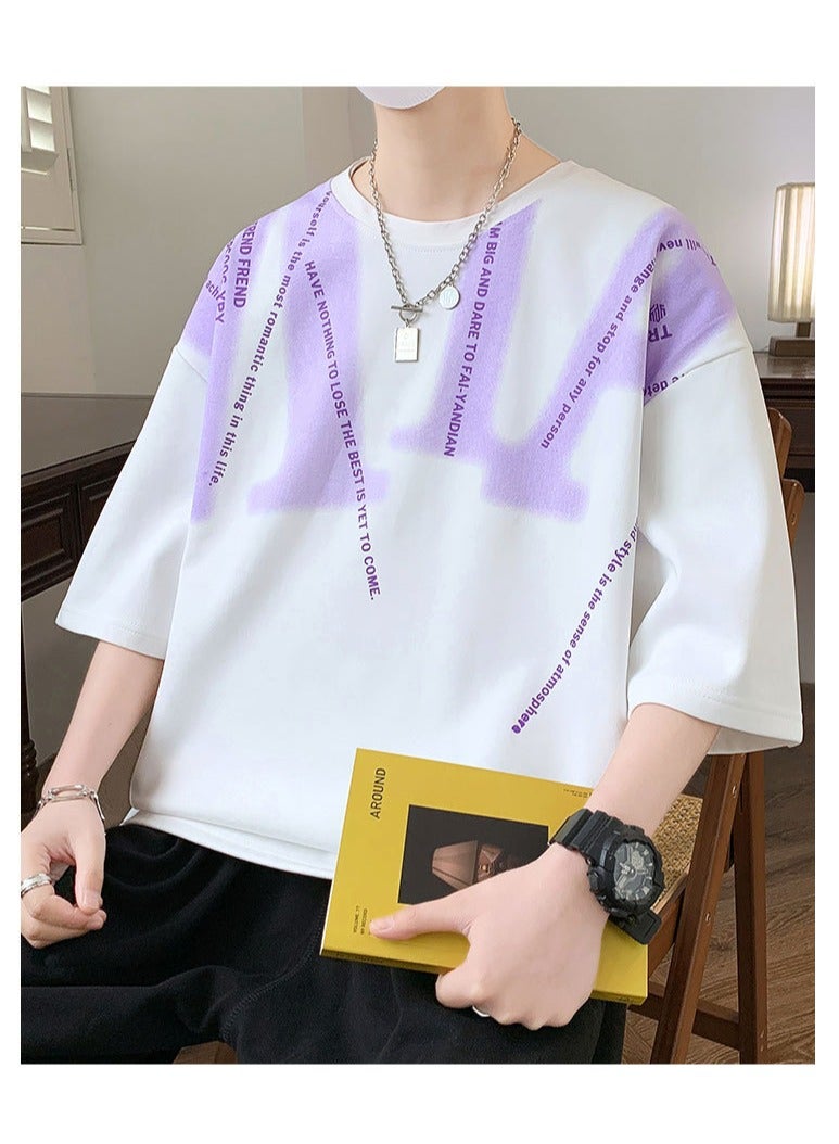 Large Size Fashionable Men's Printed Casual Round Neck T-shirt  - Image 2