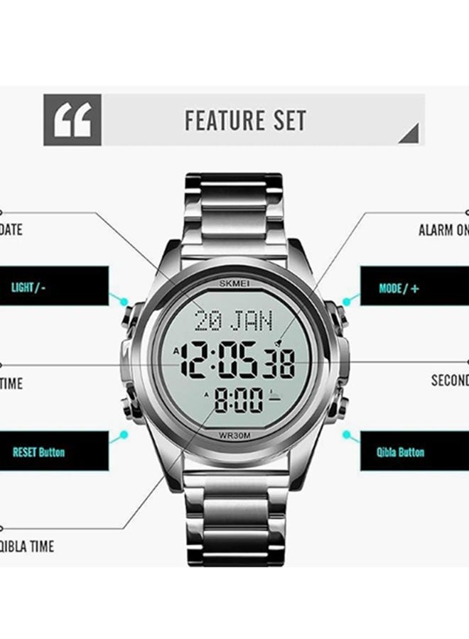 Men's Digital Business Watch,With Stopwatch Timing(Silver) - Image 3