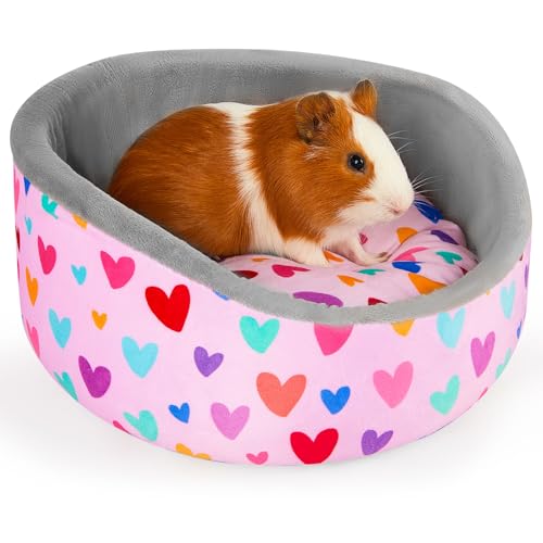 Glittme Guinea Pig Bed Soft Rabbit Beds with Thick Removable Mat Bunny Beds Machine Washable Guinea Pigs Accessories Cozy Guinea Pigs House for Rabbit Ferret Round Cuddler Cup Bed - Image 1