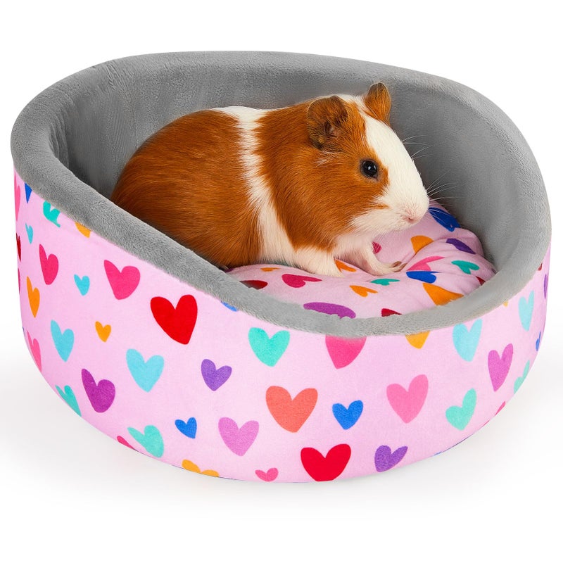 Glittme Guinea Pig Bed Soft Rabbit Beds with Thick Removable Mat Bunny Beds Machine Washable Guinea Pigs Accessories Cozy Guinea Pigs House for Rabbit Ferret Round Cuddler Cup Bed - Image 2