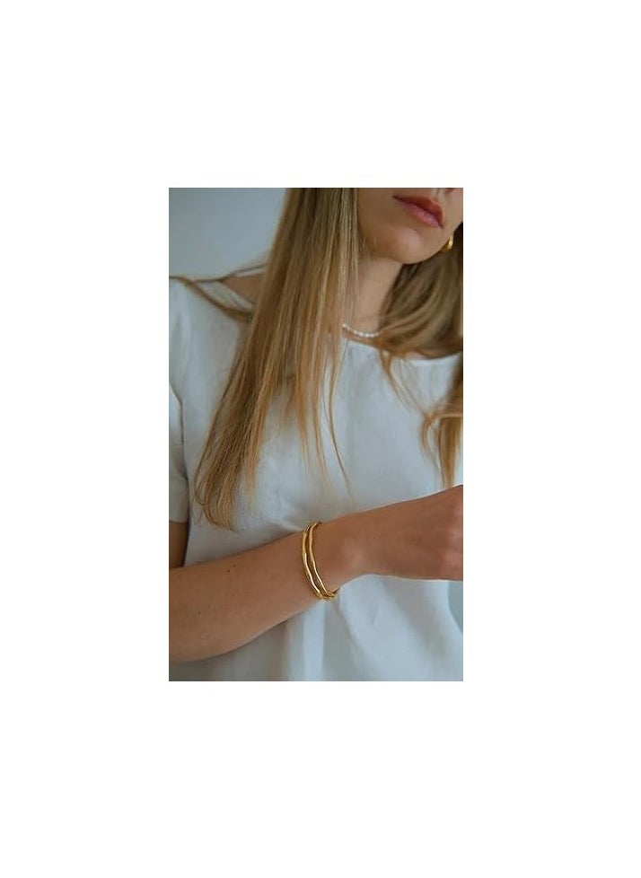 Fayrouz Jewellery - Fayruz Jewelry 18K Plated Bamboo Bracelet 316L Stainless Steel Adjustable Charm Bracelets for Women Simple Thin Fashion Hook Suitable for All Occasions. - Image 1