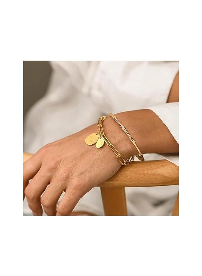 Fayrouz Jewellery - Fayruz Jewelry 18K Plated Bamboo Bracelet 316L Stainless Steel Adjustable Charm Bracelets for Women Simple Thin Fashion Hook Suitable for All Occasions. - Image 1