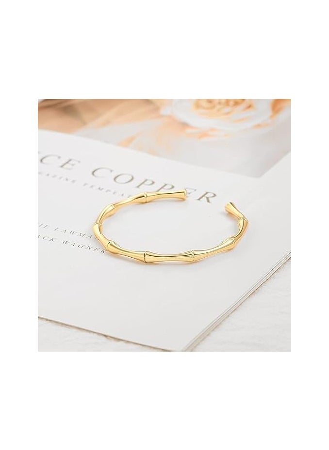 Fayrouz Jewellery - Fayruz Jewelry 18K Plated Bamboo Bracelet 316L Stainless Steel Adjustable Charm Bracelets for Women Simple Thin Fashion Hook Suitable for All Occasions. - Image 1