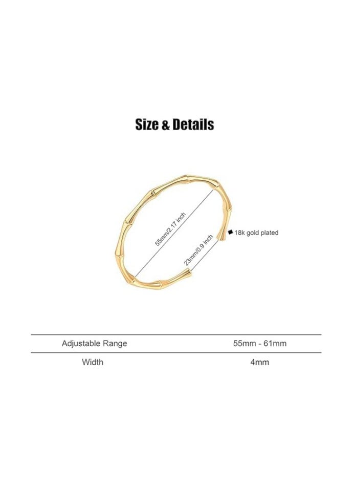 Fayrouz Jewellery - Fayruz Jewelry 18K Plated Bamboo Bracelet 316L Stainless Steel Adjustable Charm Bracelets for Women Simple Thin Fashion Hook Suitable for All Occasions. - Image 1
