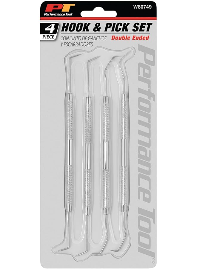 بيرفورمانس تول مجموعة W80749 من 4 قطع من أدوات الالتقاط والخطاف الدقيقة مع رؤوس من الفولاذ المقاوم للصدأ - مثالية للصائغين والميكانيكيين والصيادين وإصلاح الأسلحة والمزيد - Image 5