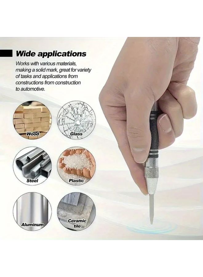 Automatic Center Punch Set With Two Extra Bits Heavy Duty Steel Adjustable Tension - Image 3