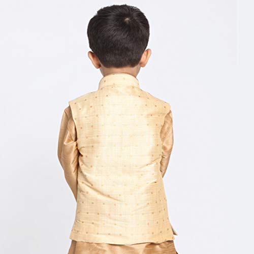 JBN Creation VASTRAMAY Gold Cotton Silk Blend Boys Nehru Modi Jacket - (VASBJ009GO) for 12-18 Months - Image 5