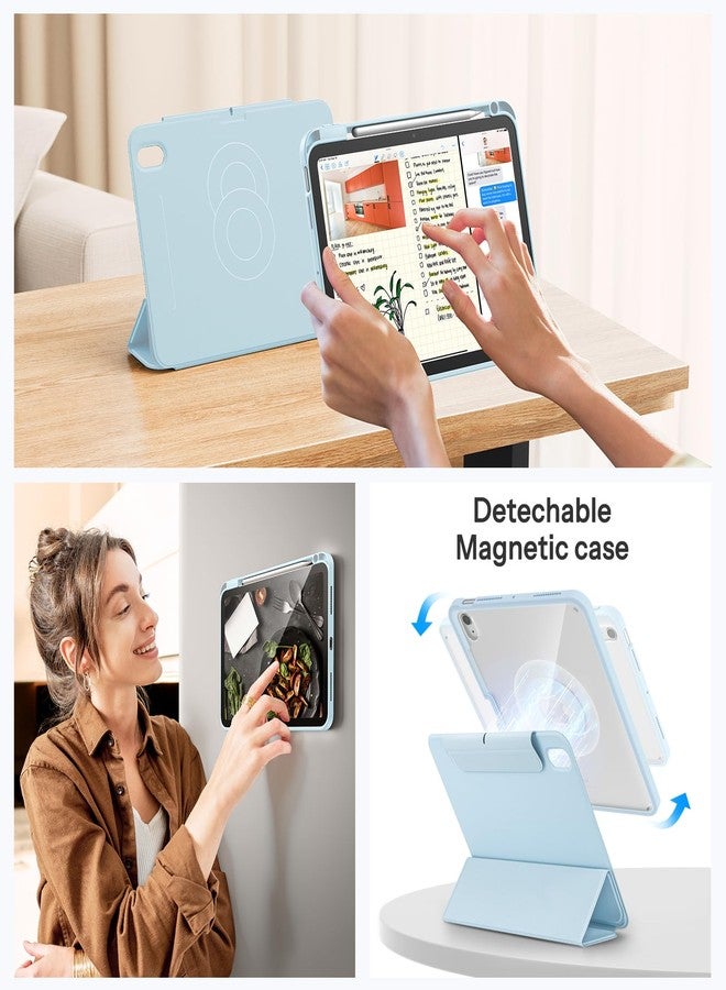 SPARIN Case for iPad 10th Generation 2022 Magnetic Case with Apple Pencil (1st Gen) Holder, Removable PU Leather Tablet Cover, Durable PC Back Cover, Car Sleep/Wake - Sky Blue - Image 4