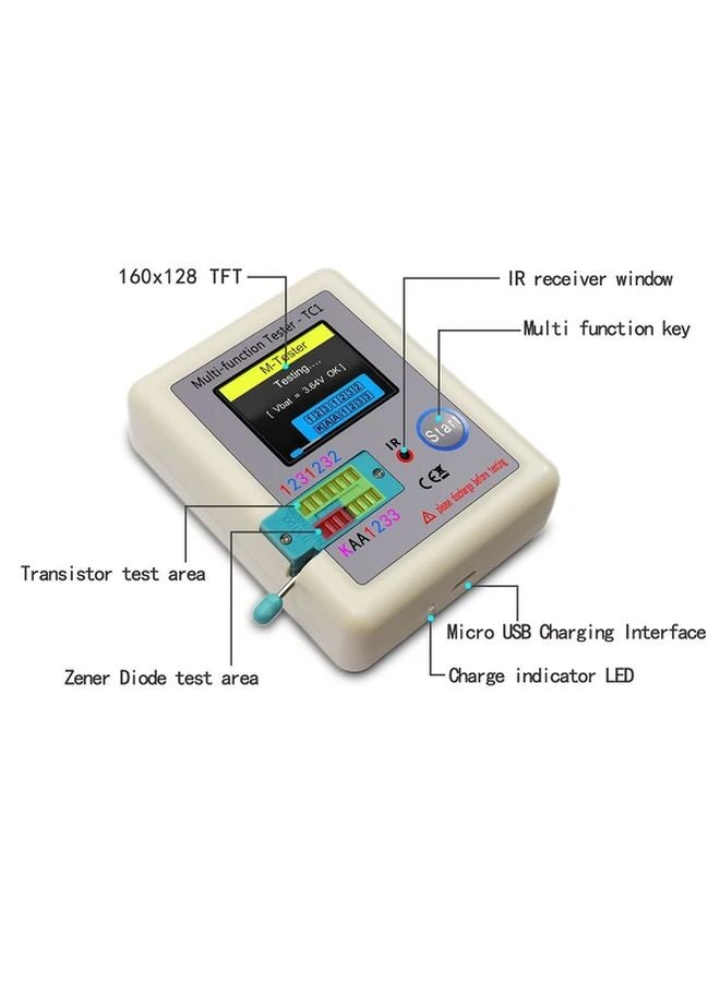 LCR TC1 اختبار الترانزستور متعدد القياسات بشاشة عرض TFT LCD مقاس 1.8 بوصة للمكثف والمقاوم والدايود - Image 5