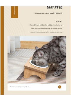A.M Dog and Cat Bowl Holder – Double Adjustable Raised Bowl – 1 x Bamboo Stand and 2 x Ceramic Bowls  - Image 3
