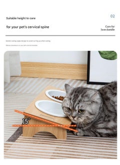A.M Dog and Cat Bowl Holder – Double Adjustable Raised Bowl – 1 x Bamboo Stand and 2 x Ceramic Bowls  - Image 5